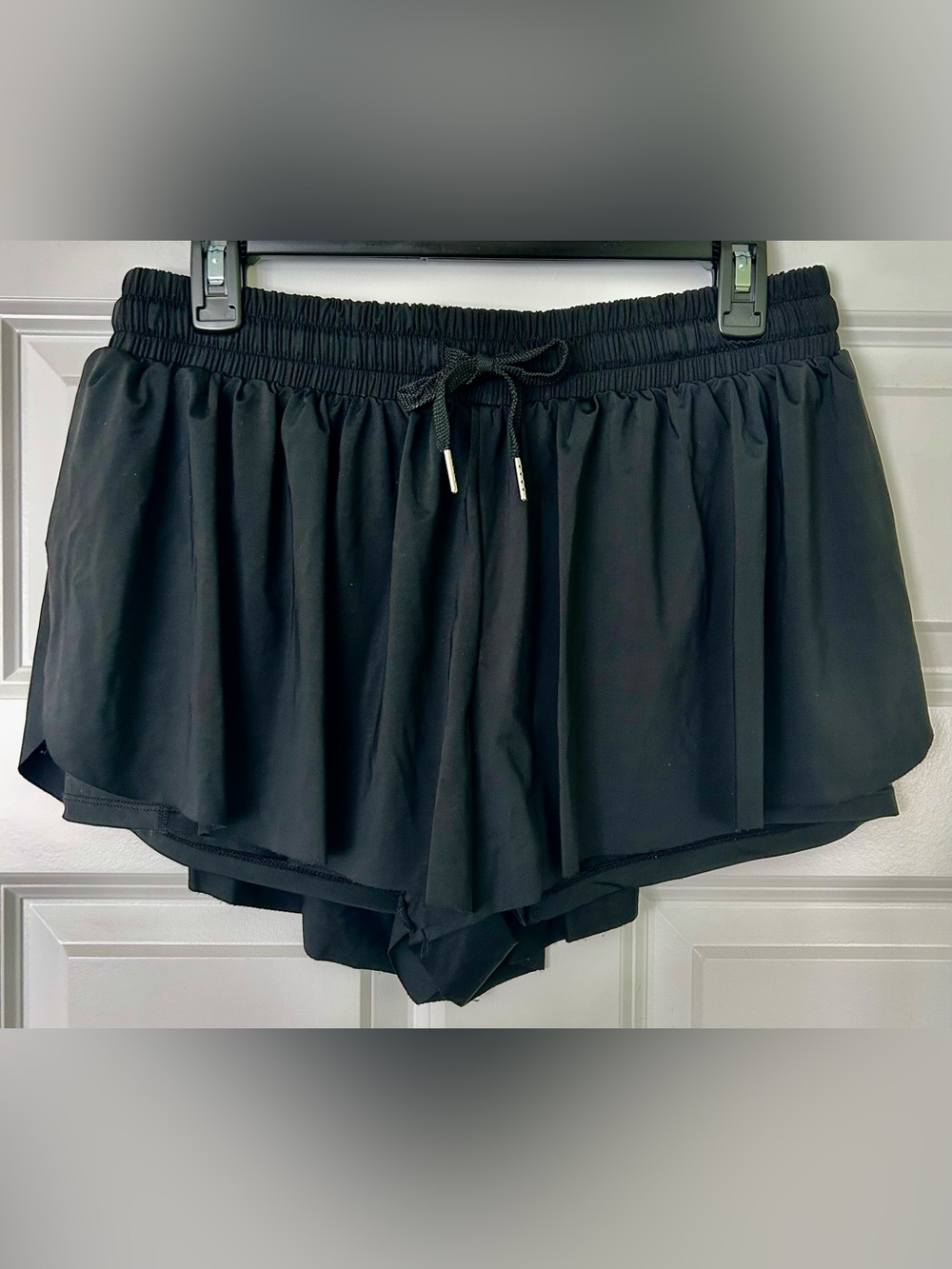 Blaosn Women's Black Layered Athletic Shorts with Drawstring